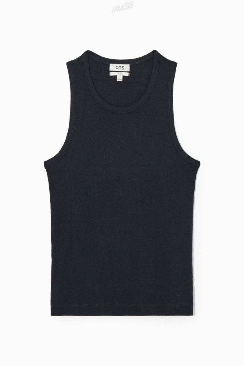 White COS Ribbed Tank Top | LH73-J4WR