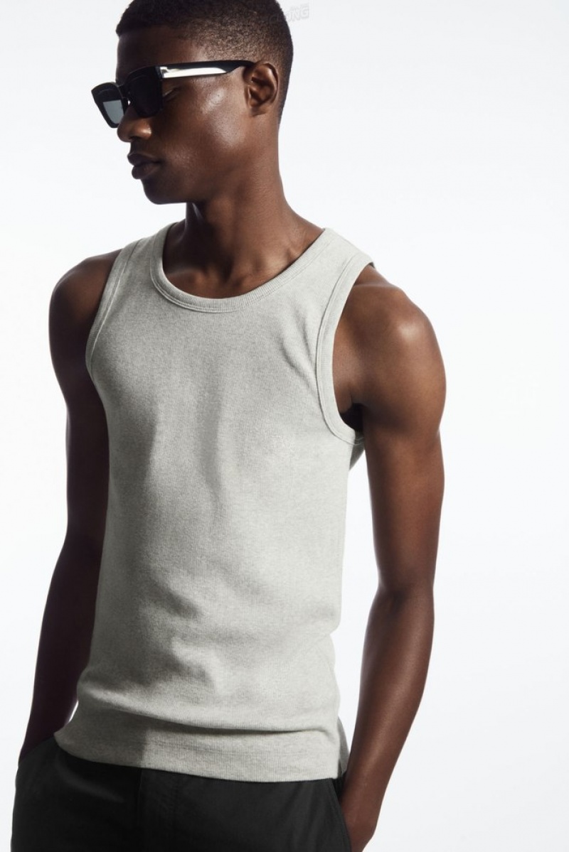 White COS Ribbed Tank Top | PL73-O6GA