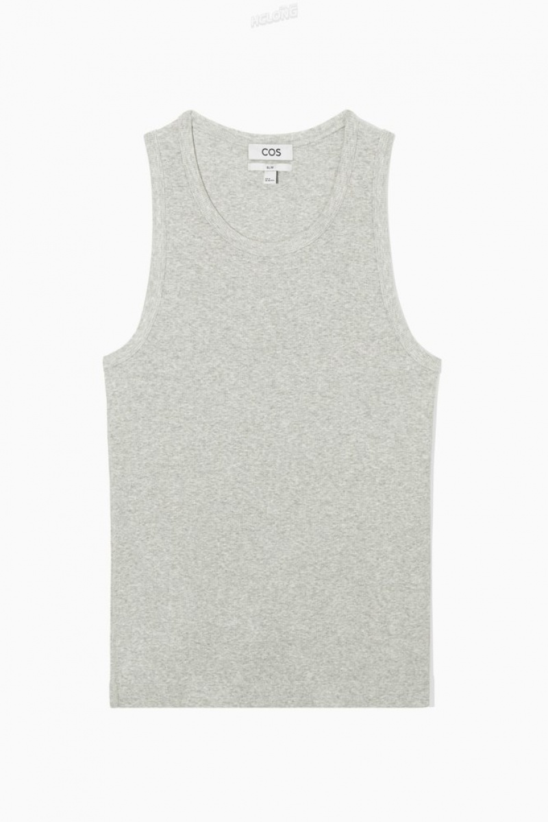 White COS Ribbed Tank Top | PL73-O6GA