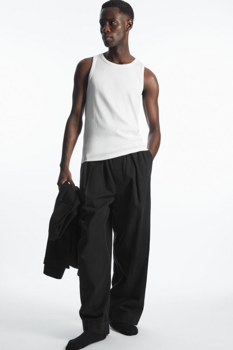 White COS Ribbed Tank Top | PY07-U0QF