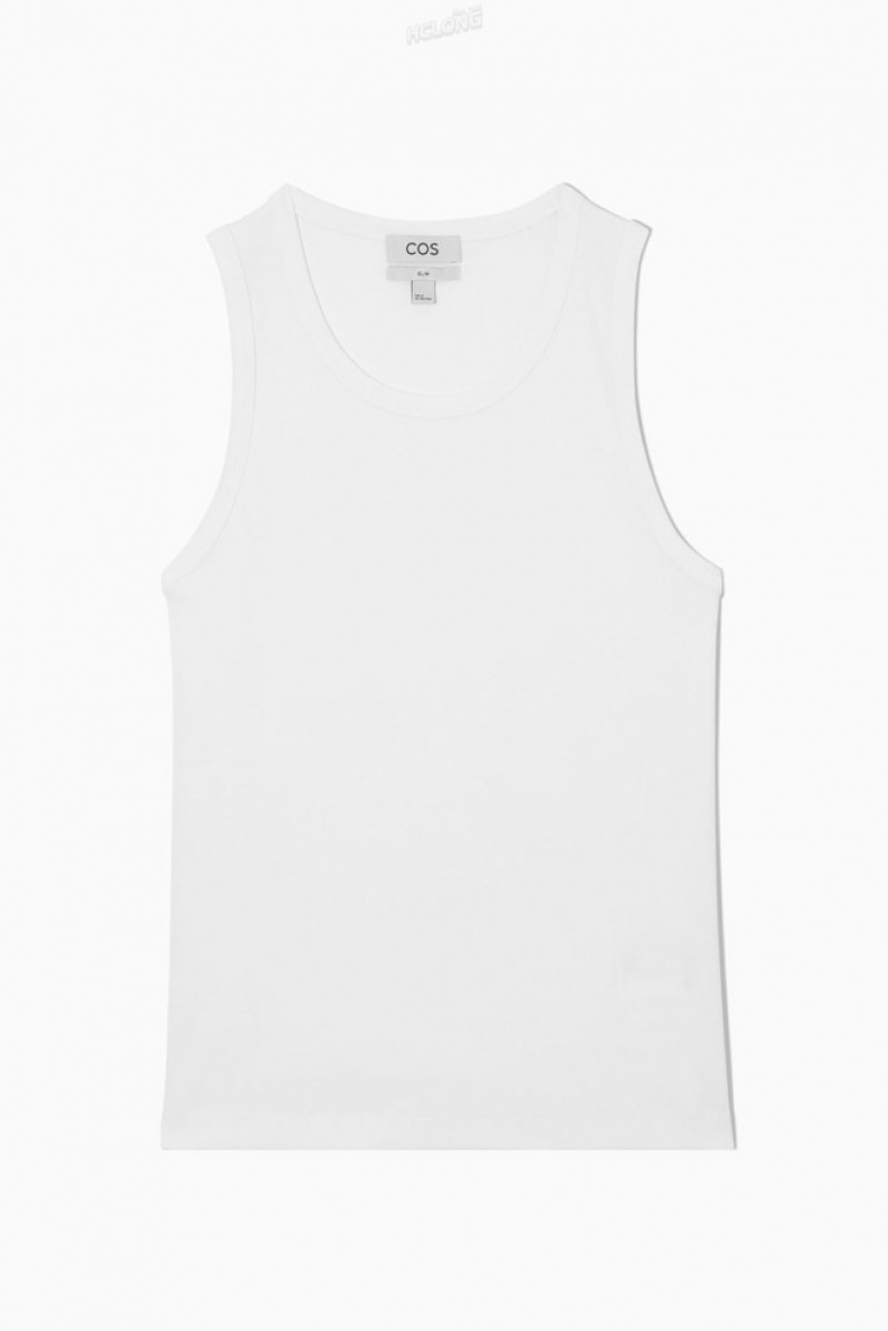 White COS Ribbed Tank Top | PY07-U0QF