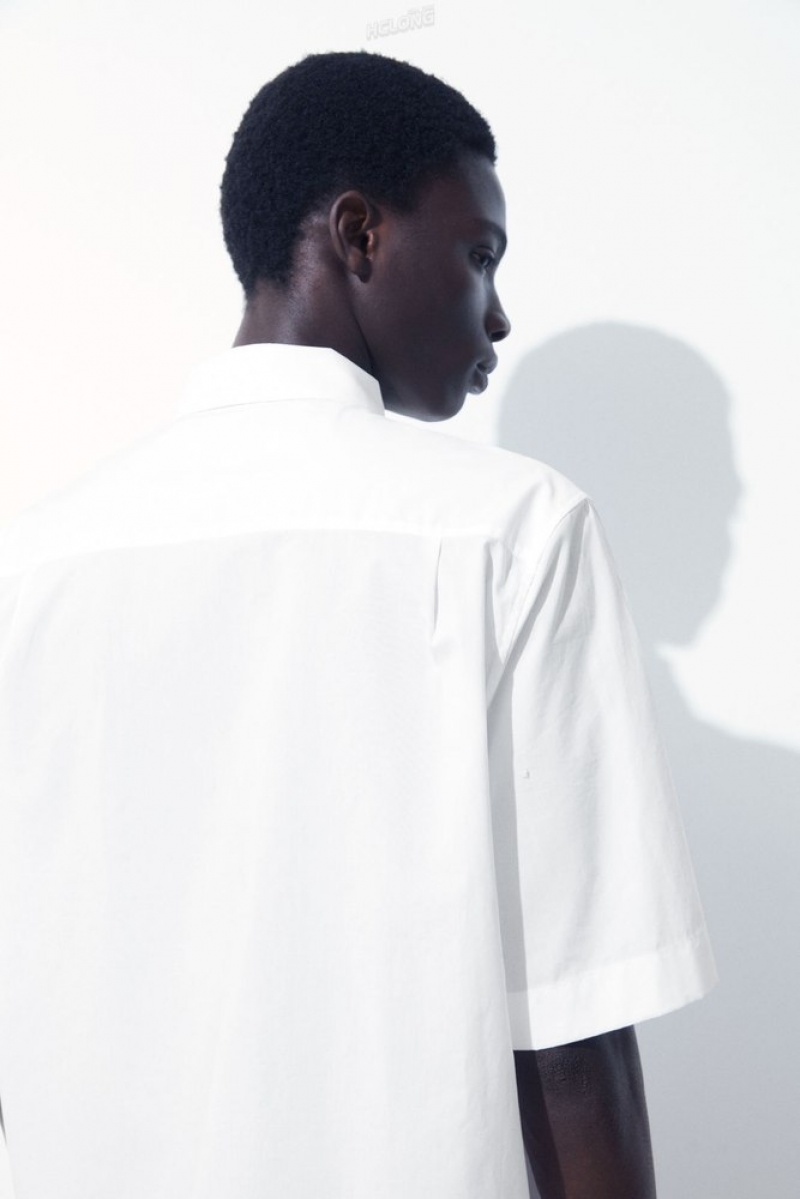 White COS The Embroidered Short-Sleeved Shirt | YL54-U1MI