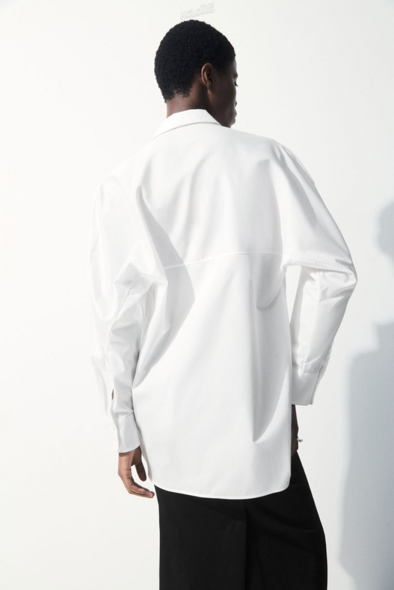 White COS The Oversized Cotton-Sateen Shirt | JN78-Z5CR