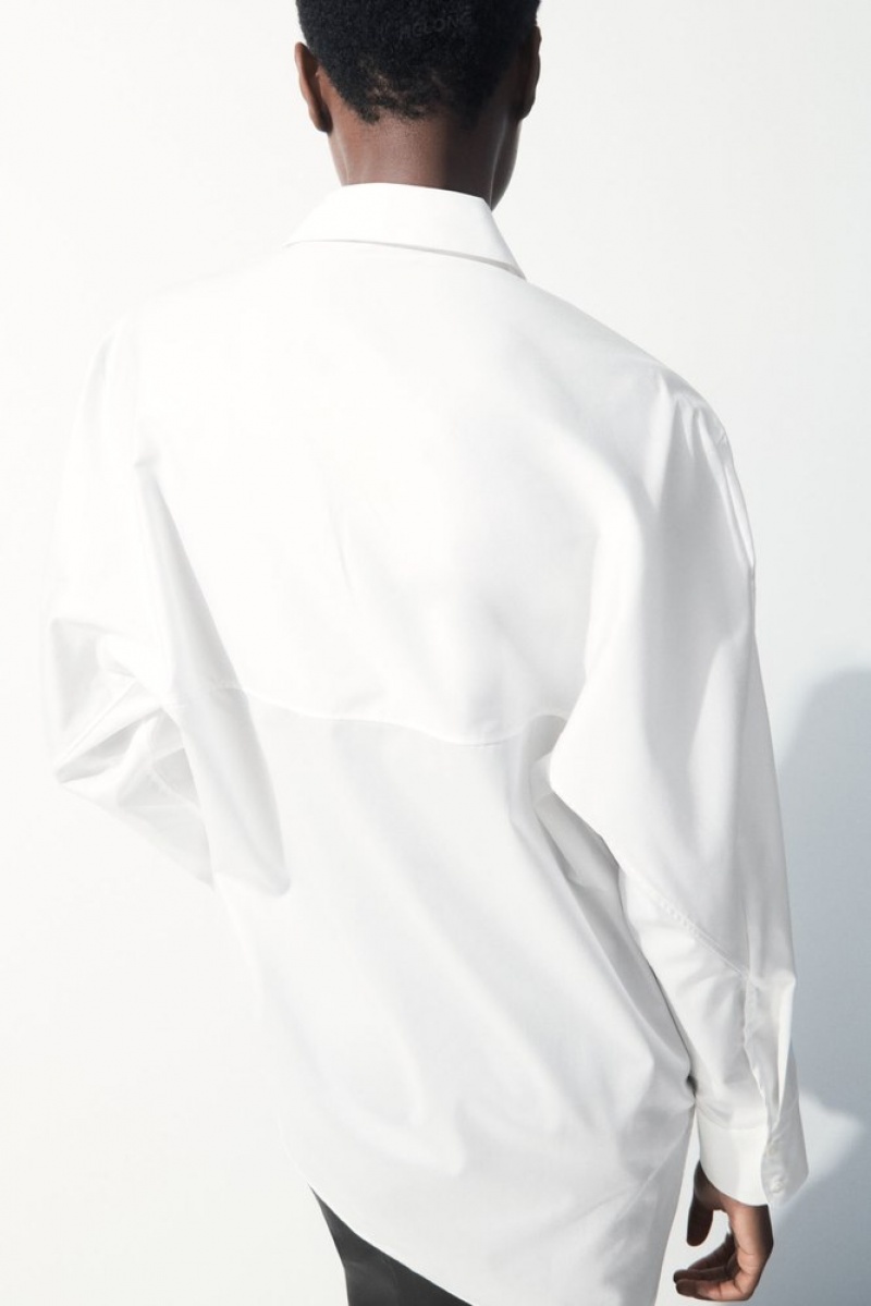 White COS The Oversized Cotton-Sateen Shirt | JN78-Z5CR