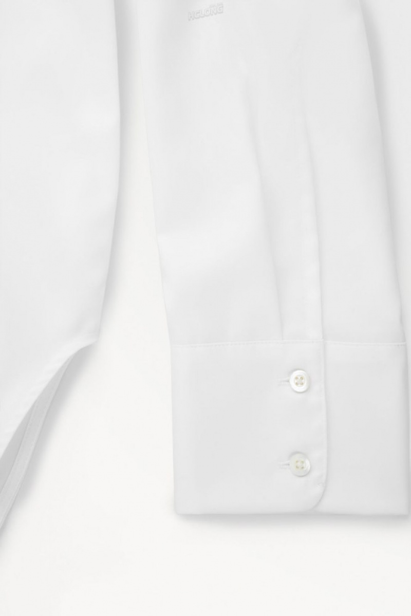 White COS The Oversized Cotton-Sateen Shirt | JN78-Z5CR