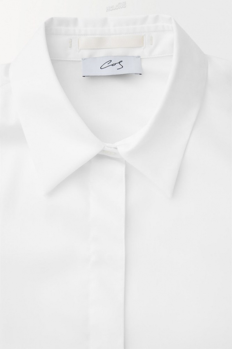 White COS The Oversized Cotton-Sateen Shirt | JN78-Z5CR