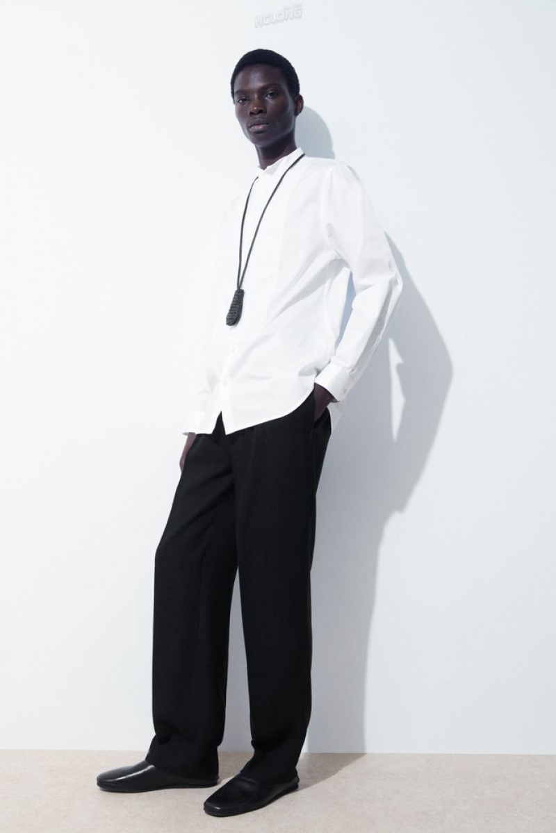 White COS The Poplin Tuxedo Shirt | PJ34-P9JR