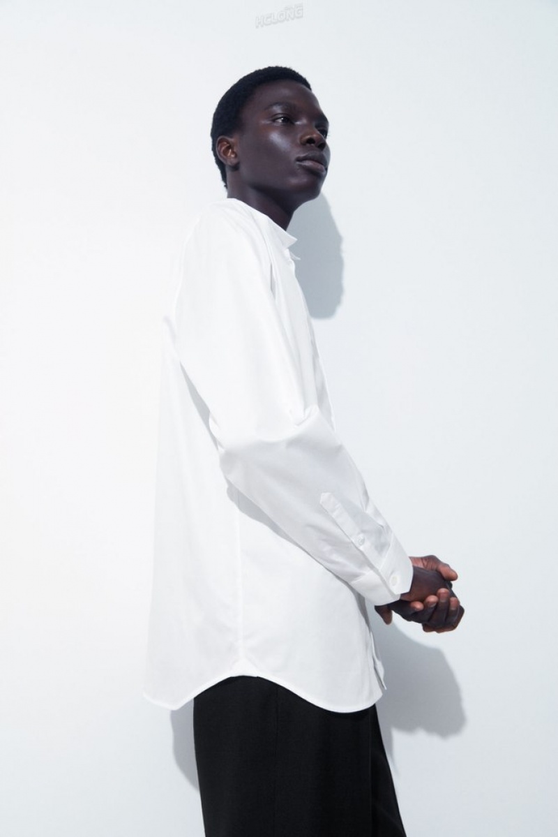 White COS The Poplin Tuxedo Shirt | PJ34-P9JR