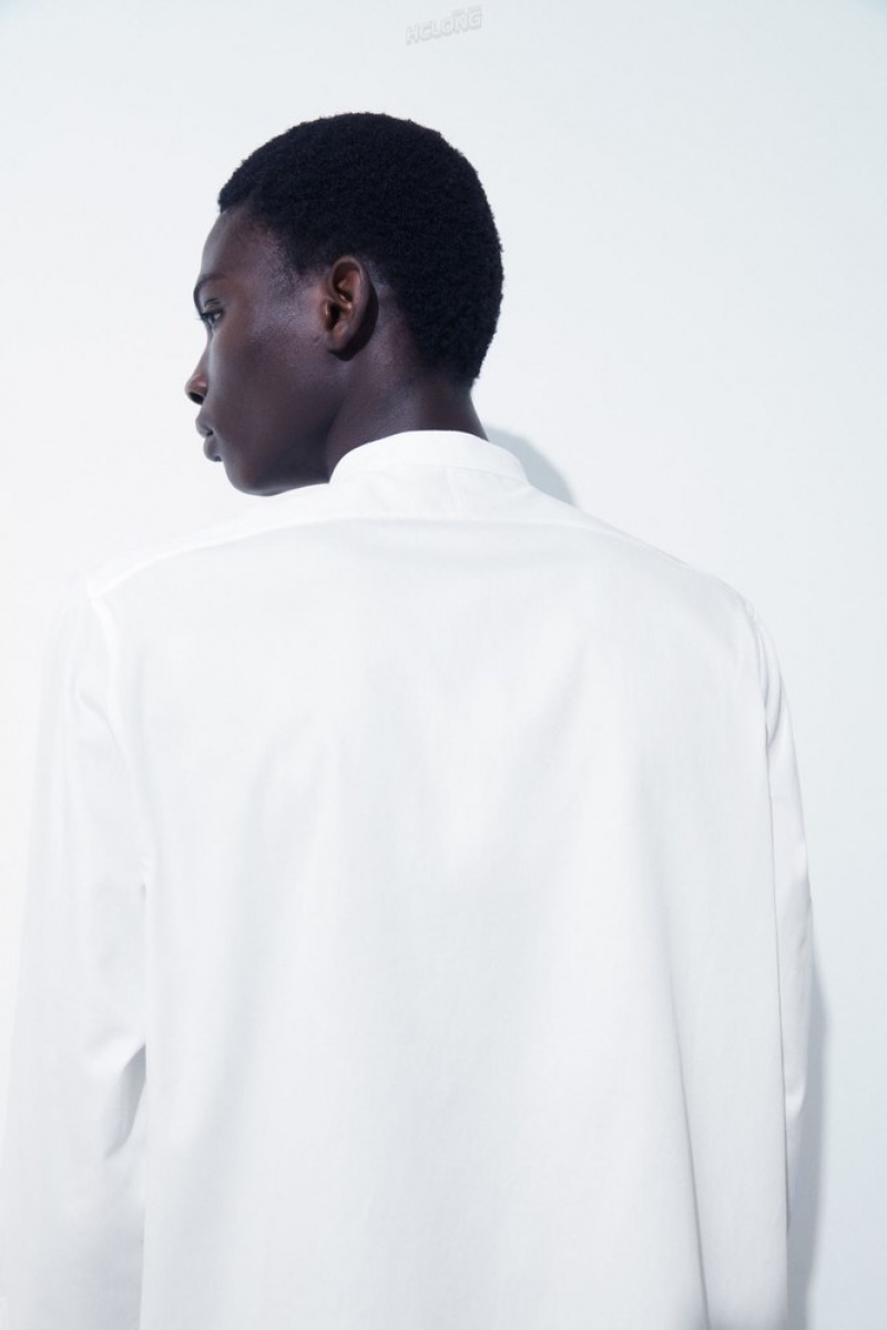 White COS The Poplin Tuxedo Shirt | PJ34-P9JR