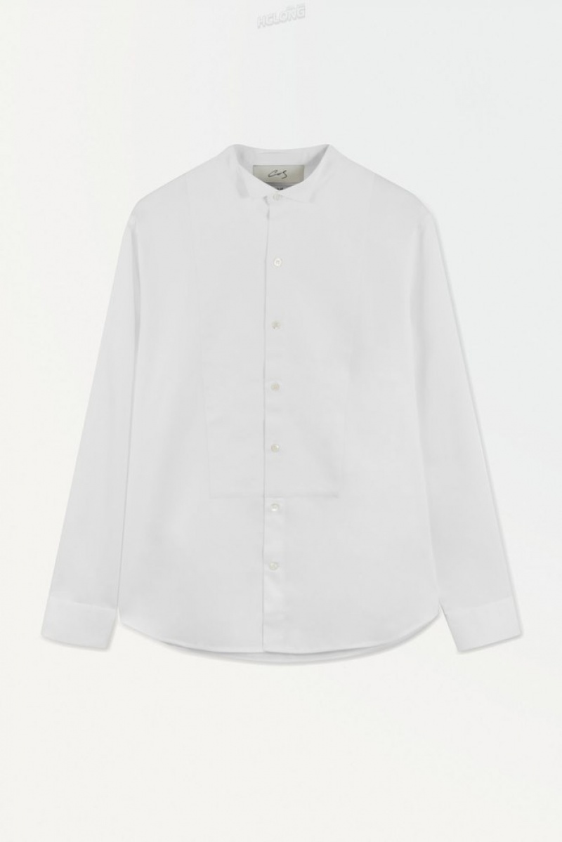 White COS The Poplin Tuxedo Shirt | PJ34-P9JR