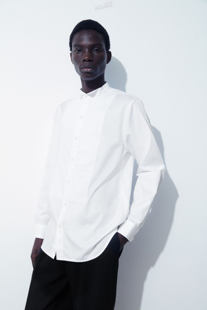 White COS The Poplin Tuxedo Shirt | PJ34-P9JR