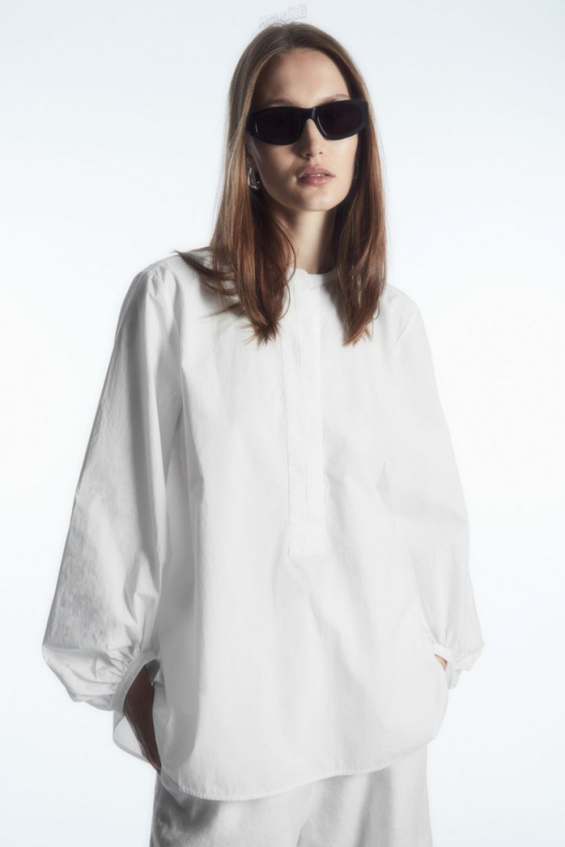 White COS Voluminous Cotton Blouse | EH87-T7WP