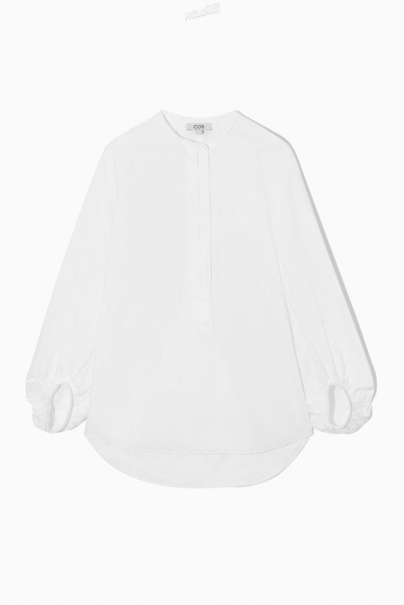 White COS Voluminous Cotton Blouse | EH87-T7WP