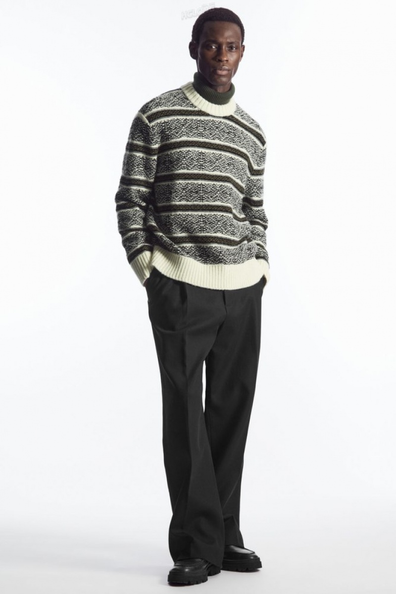 White / Black COS Fair Isle Wool Jumper | XE64-T8CF