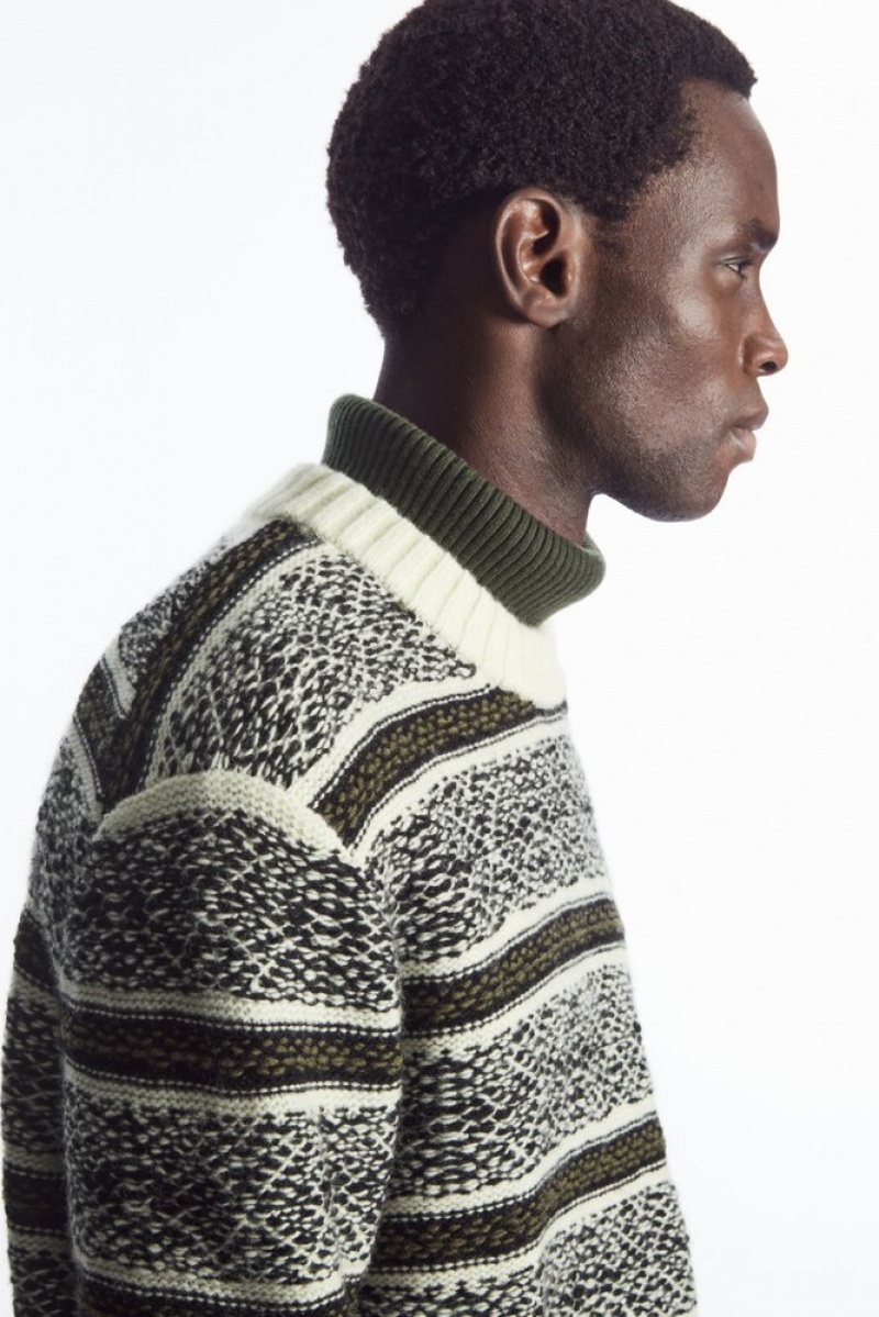 White / Black COS Fair Isle Wool Jumper | XE64-T8CF