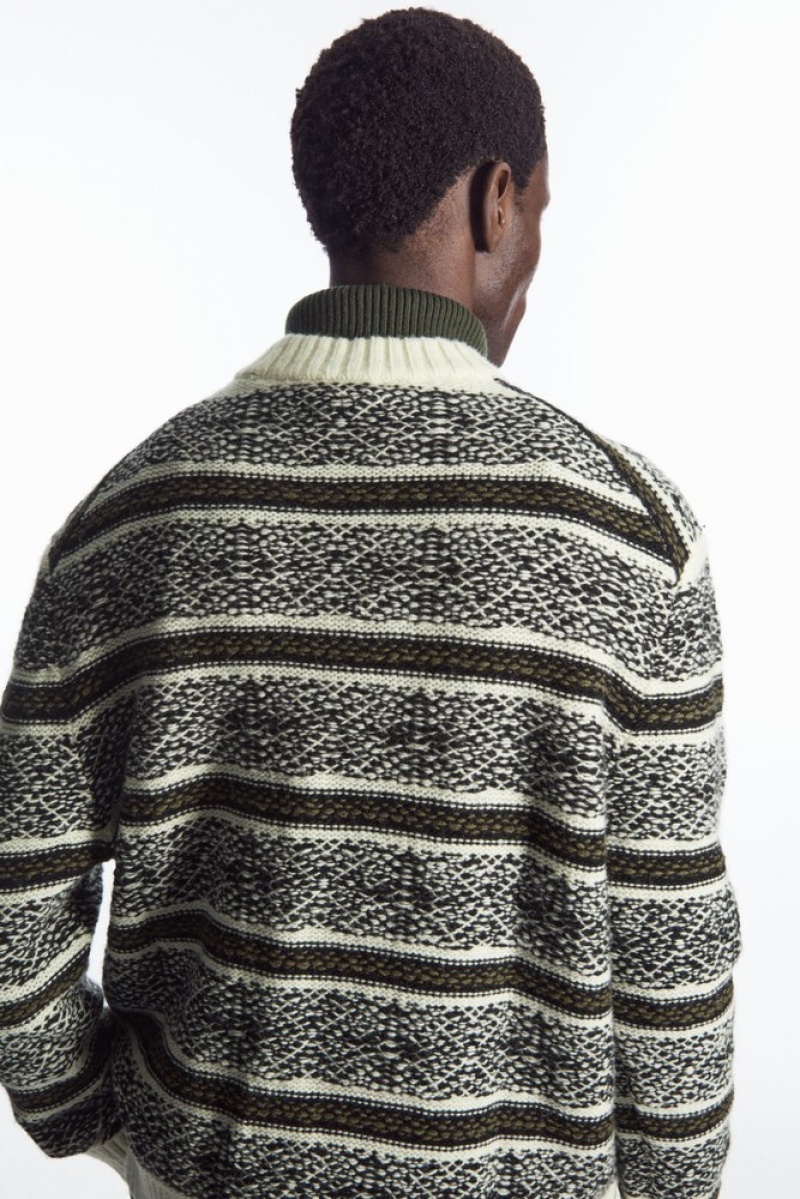 White / Black COS Fair Isle Wool Jumper | XE64-T8CF