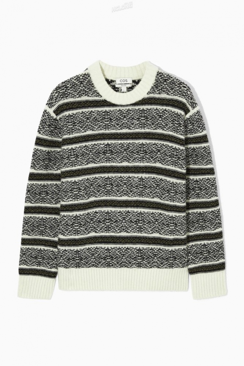 White / Black COS Fair Isle Wool Jumper | XE64-T8CF