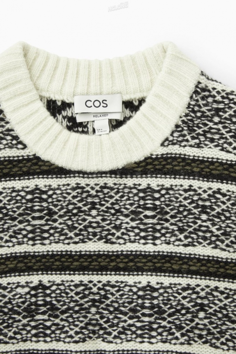 White / Black COS Fair Isle Wool Jumper | XE64-T8CF