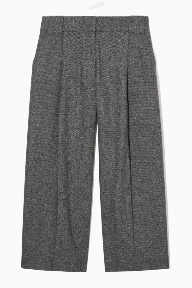 White / Black COS Tailored Wool-Flannel Culottes | LJ38-H5TJ