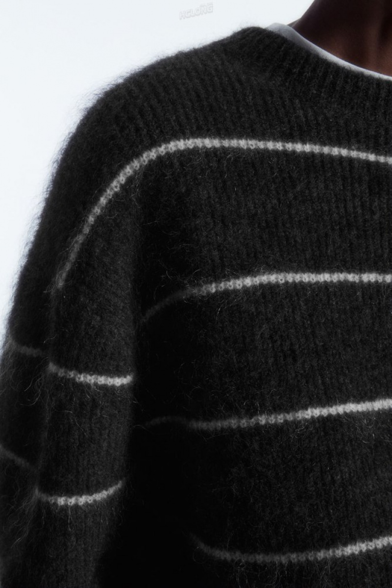 White / Striped COS Textured Mohair-Blend Jumper | XV47-K3OV