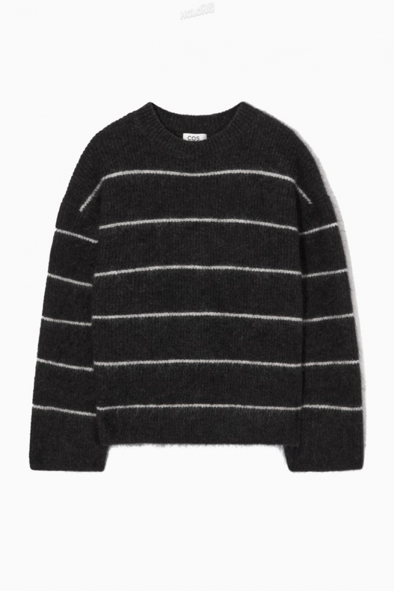 White / Striped COS Textured Mohair-Blend Jumper | XV47-K3OV