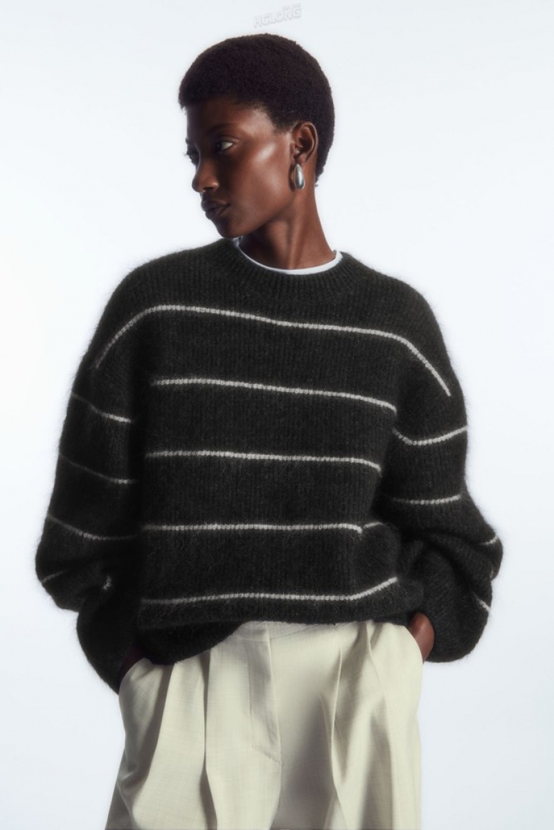 White / Striped COS Textured Mohair-Blend Jumper | XV47-K3OV